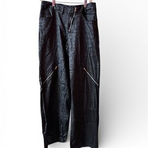 PRETTYLITTLETHING Glossy Wide Leg Cargo With Zipper Accent Pants Size 6